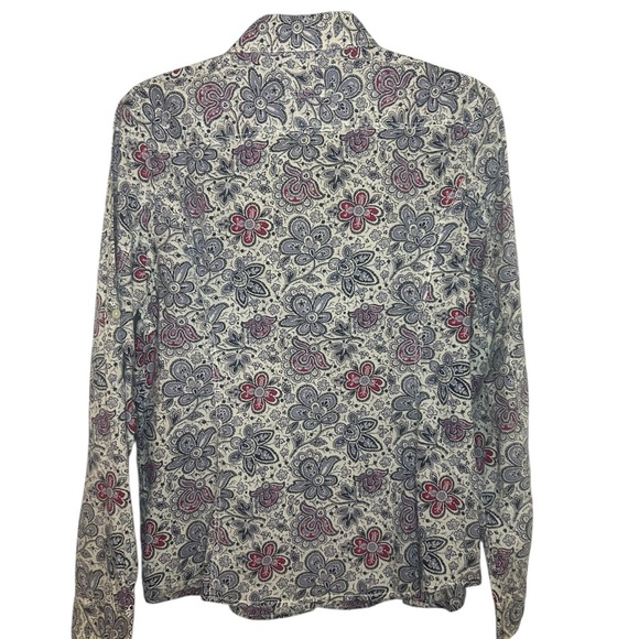 Tommy Hilfiger Blue and Red Casual Button Down Shirt Flowers Cotton Size large - Picture 5 of 11